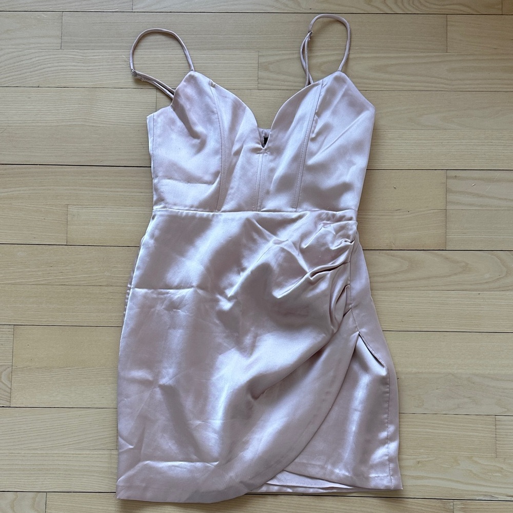 Zara Blush Pink Satin Mini Dress
